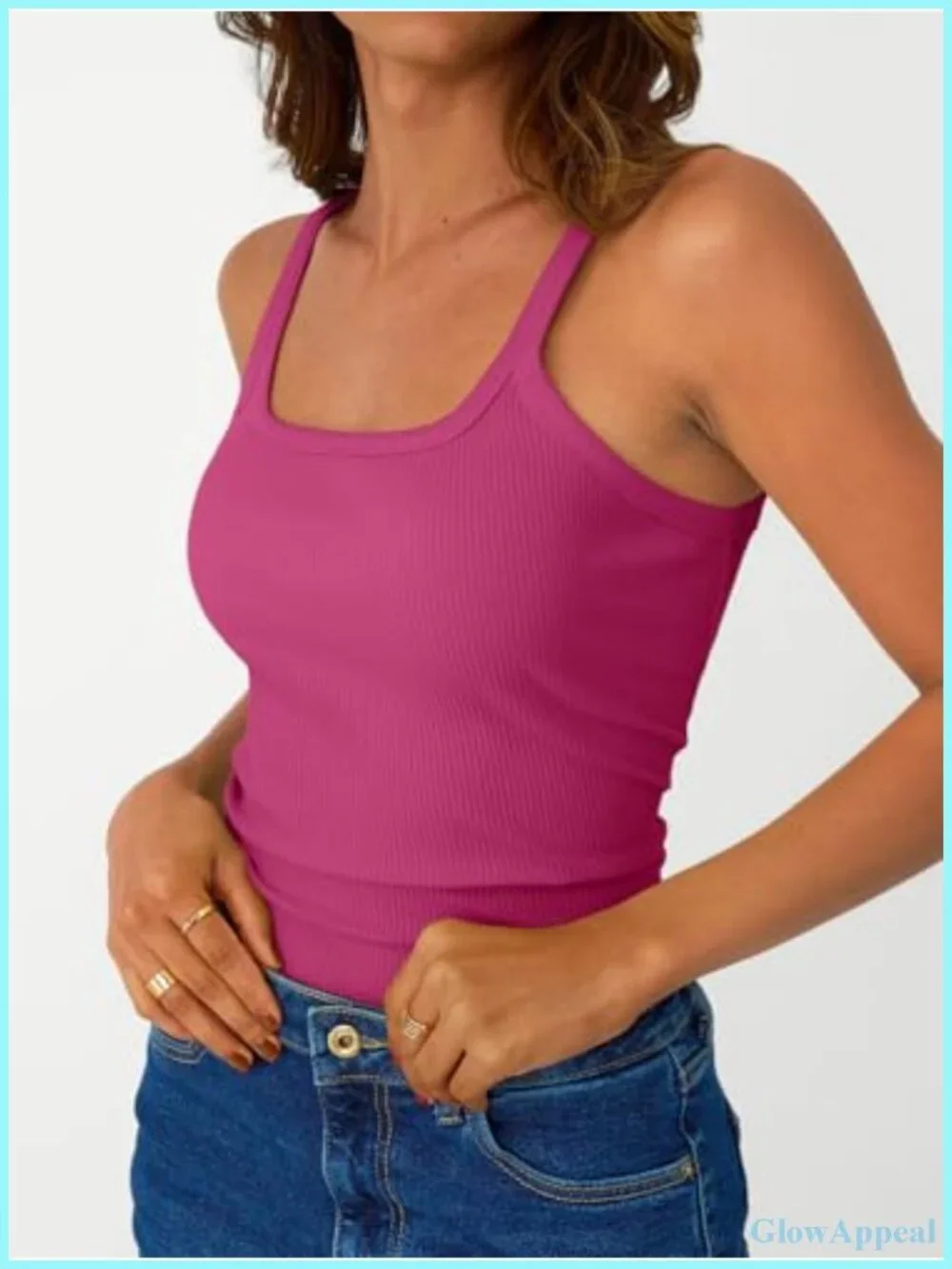 3-Pack Ribbed Spaghetti Strap Tank Top Sleeveless Summer Camisole for Women